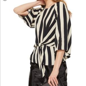 TopShop Tie Bow Striped Key hole Top Shirt 6